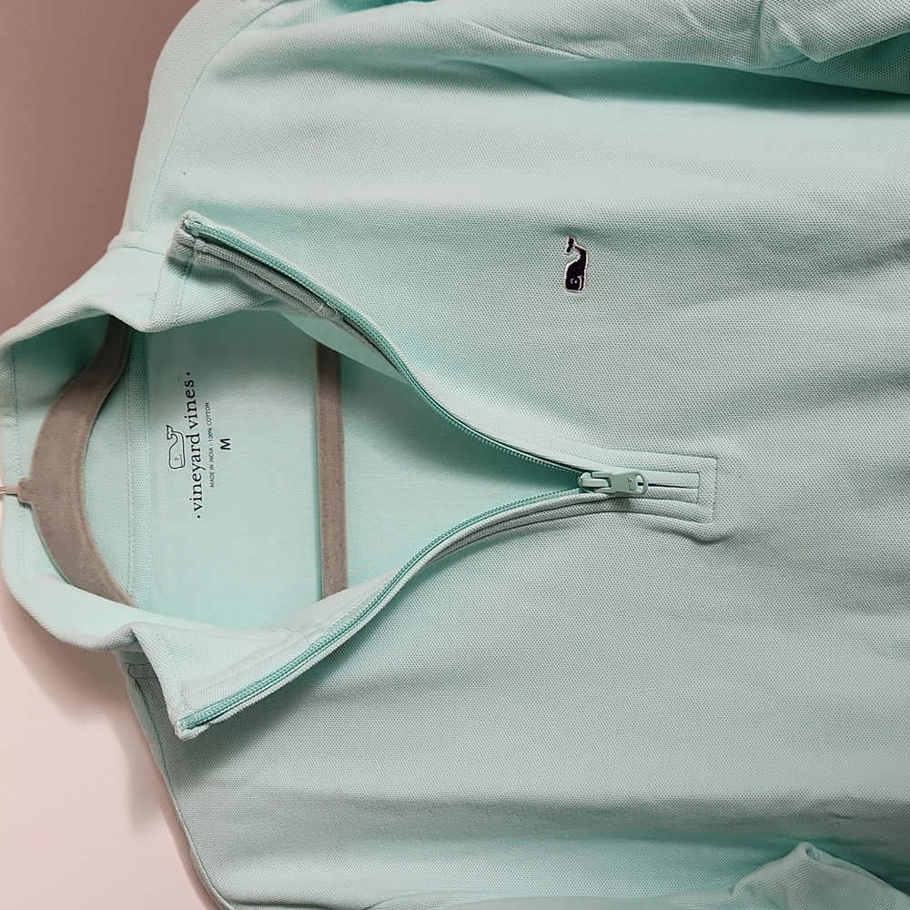 Vineyard Vines Light Blue/Mint Quarter-Zip Pullover